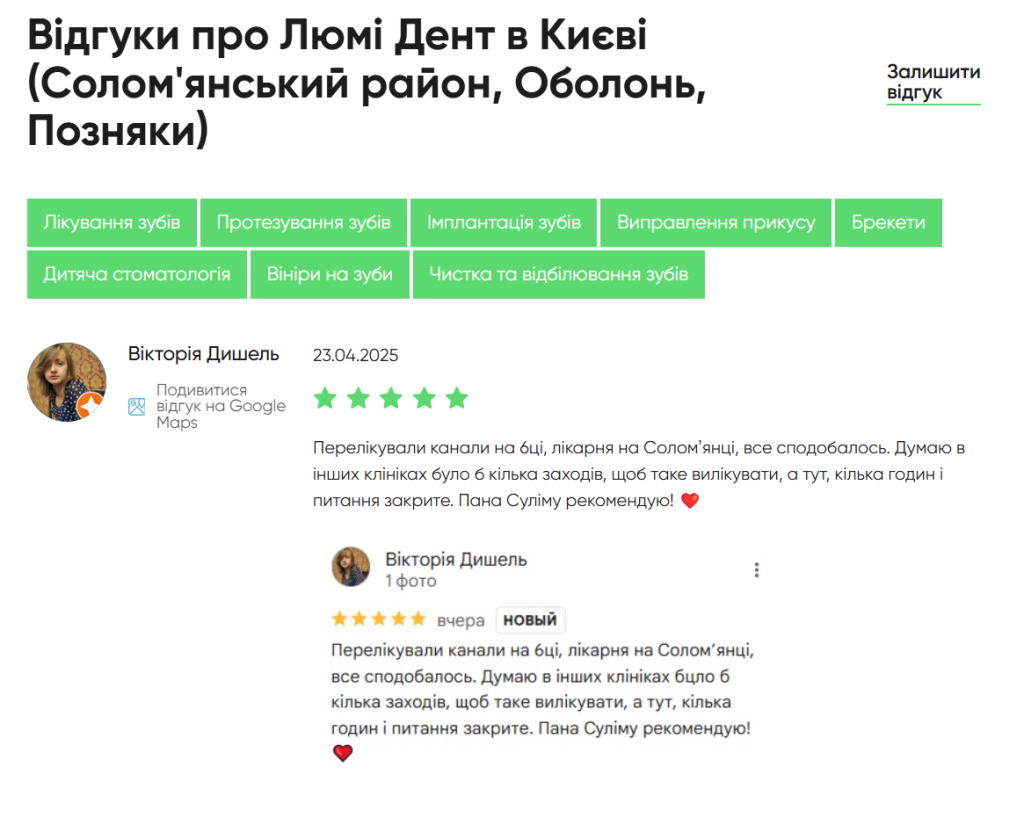 seo dlia stomatolohii
